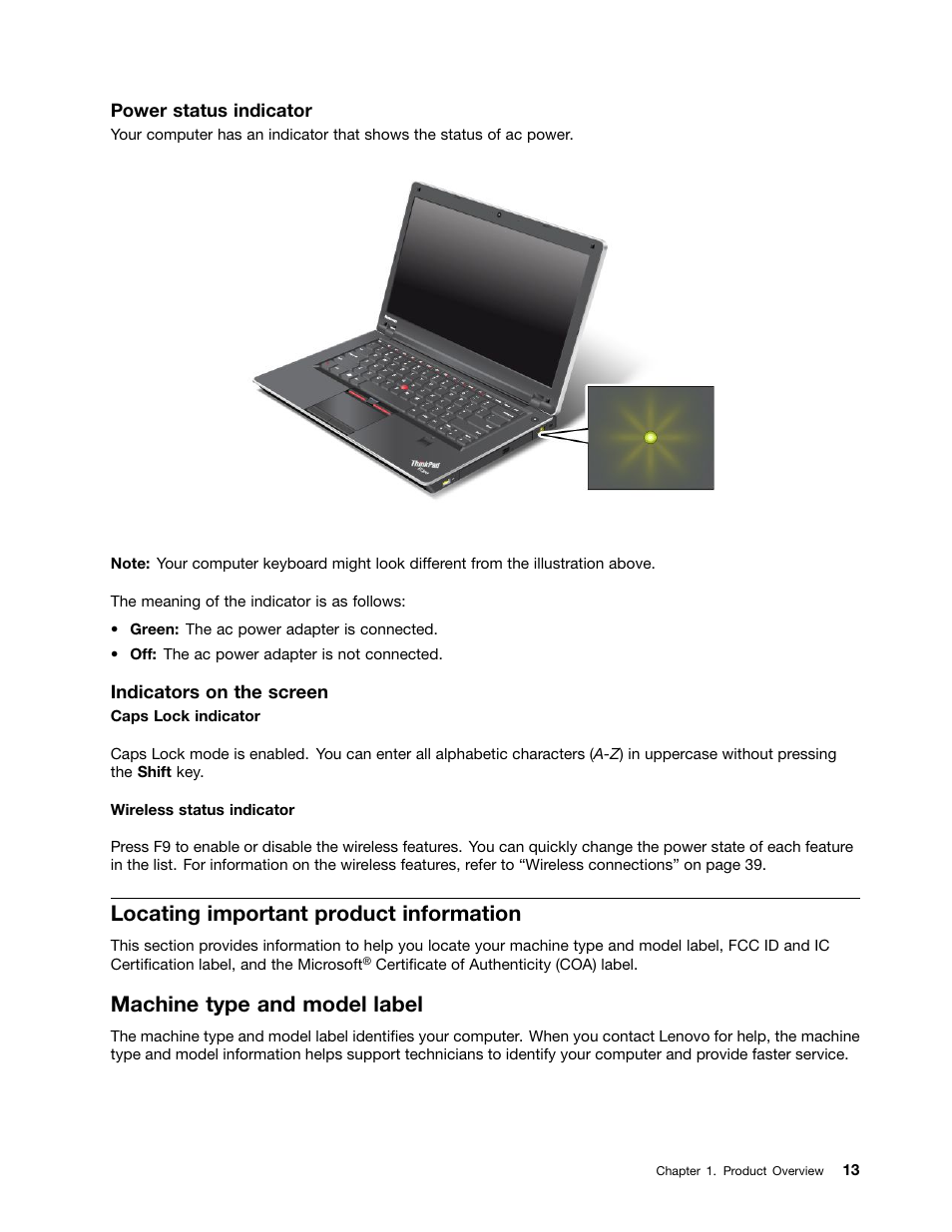 Locating important product information, Machine type and model label | Lenovo ThinkPad Edge E525 User Manual | Page 31 / 168