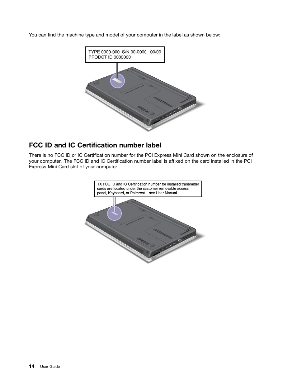 Fcc id and ic certification number label | Lenovo ThinkPad Edge E525 User Manual | Page 32 / 168