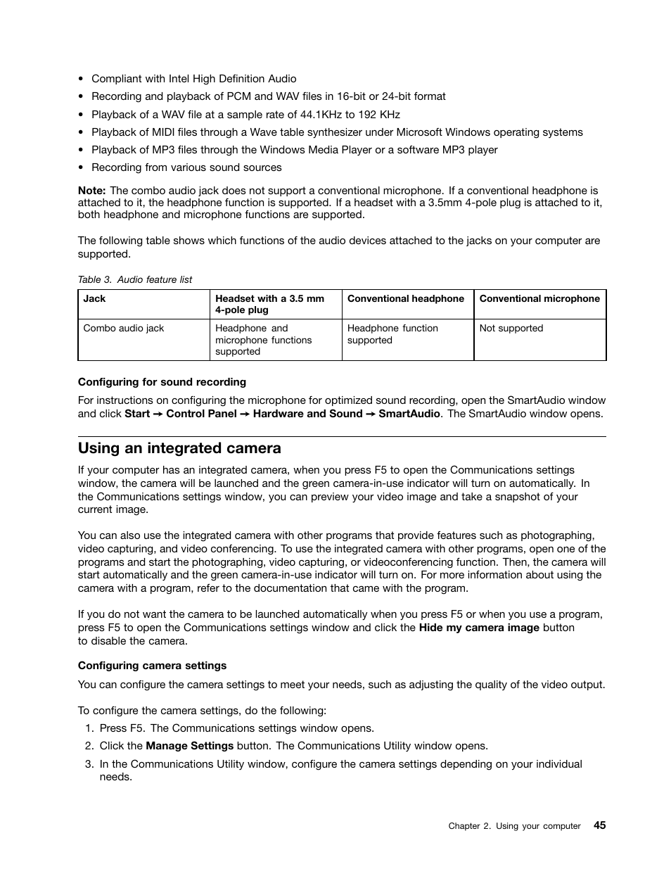 Using an integrated camera | Lenovo ThinkPad Edge E525 User Manual | Page 63 / 168