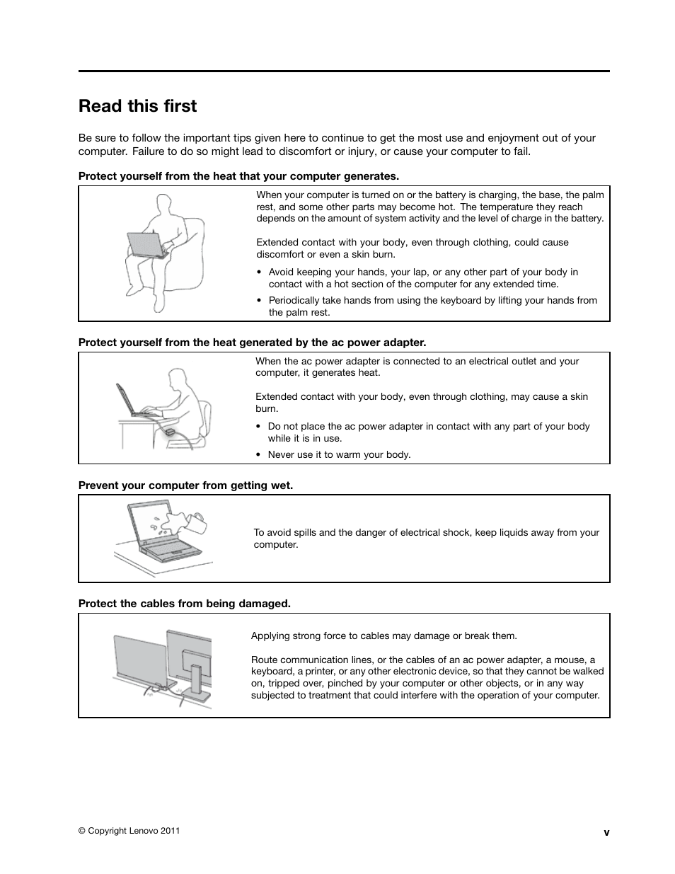 Read this first, Read this first . . . . . . . . . . . . . . v | Lenovo ThinkPad Edge E525 User Manual | Page 7 / 168