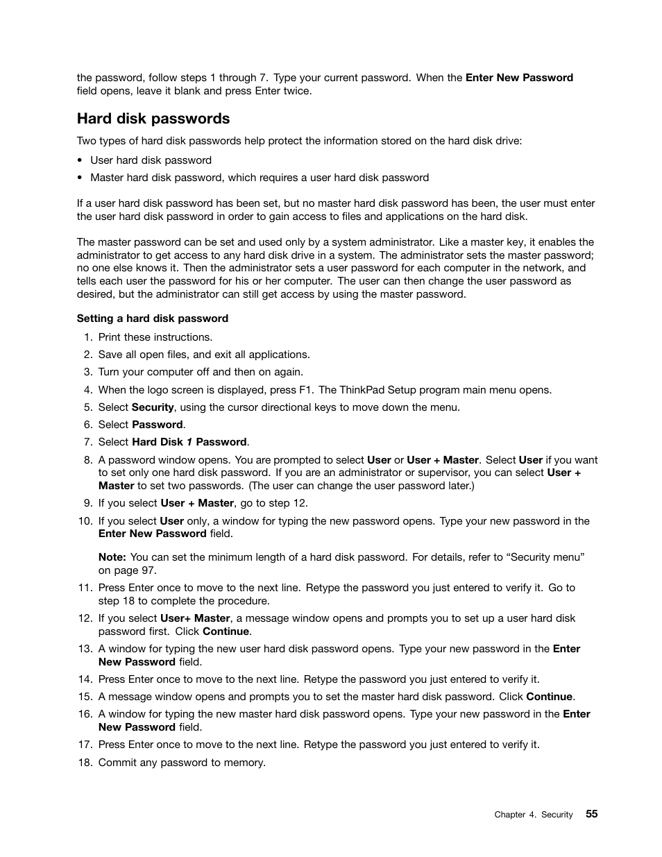 Hard disk passwords | Lenovo ThinkPad Edge E525 User Manual | Page 73 / 168