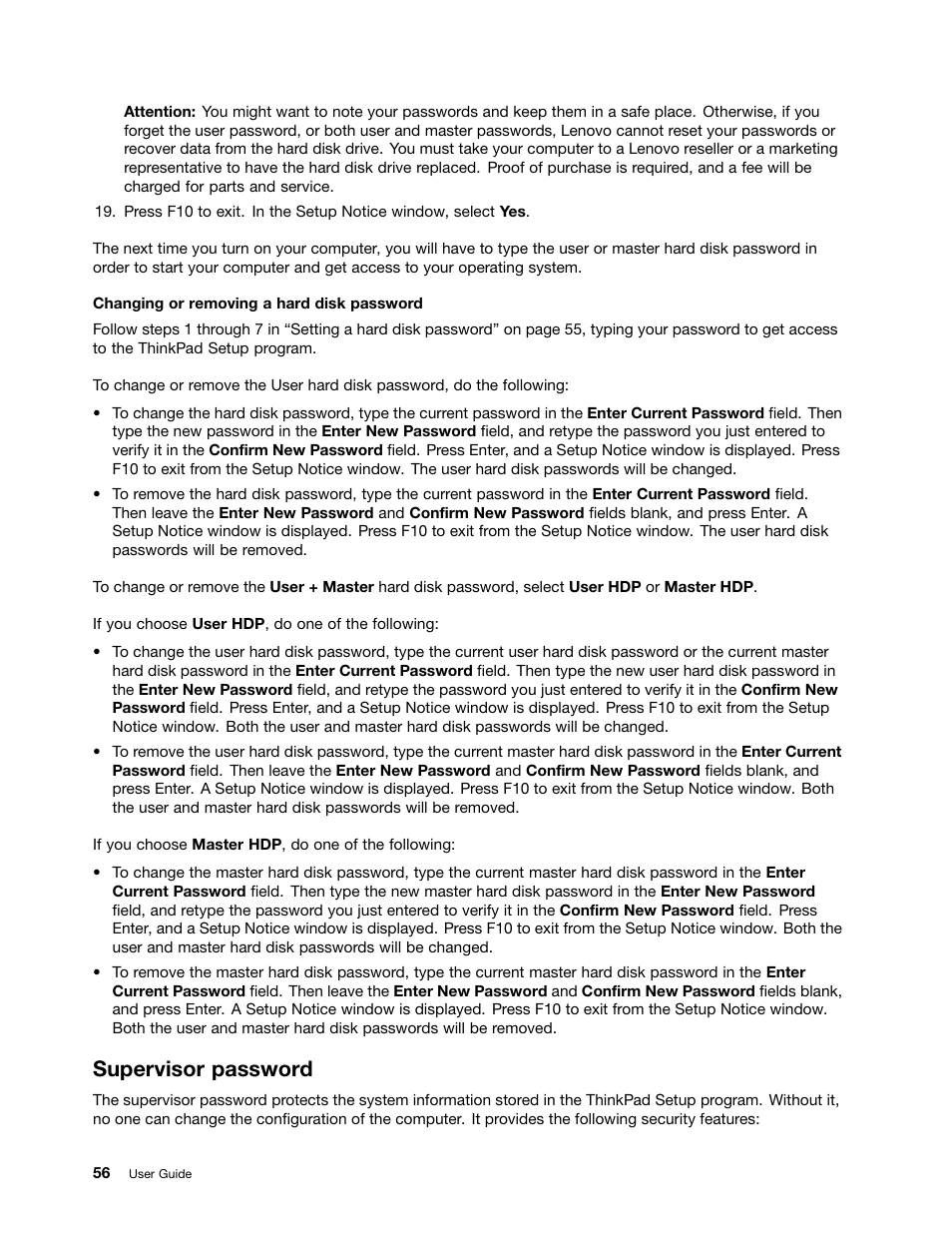 Supervisor password | Lenovo ThinkPad Edge E525 User Manual | Page 74 / 168