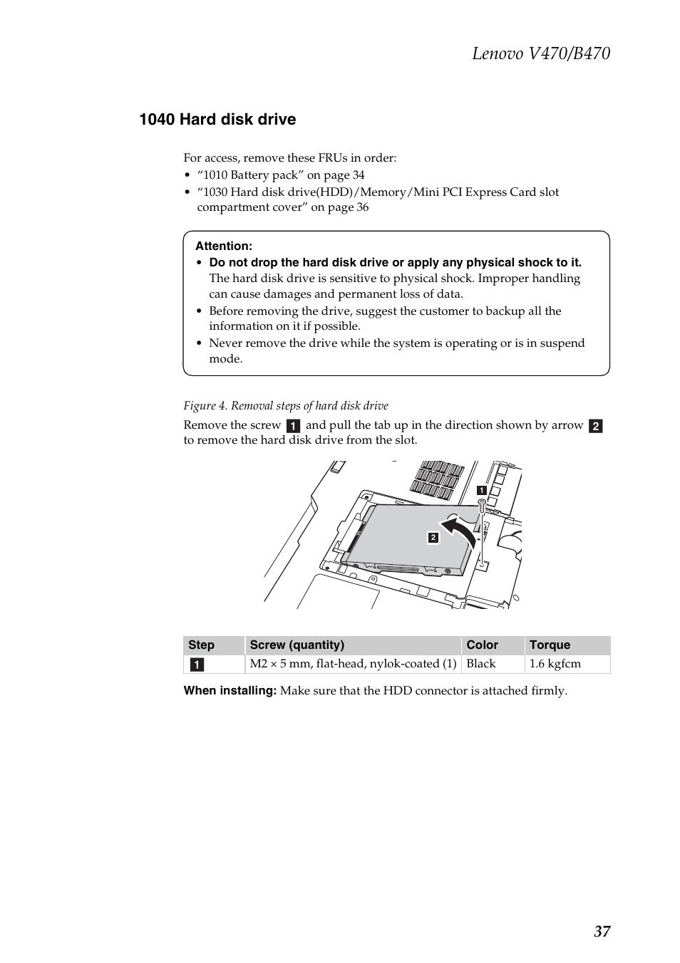 1040 hard disk drive | Lenovo V470 Notebook User Manual | Page 41 / 91