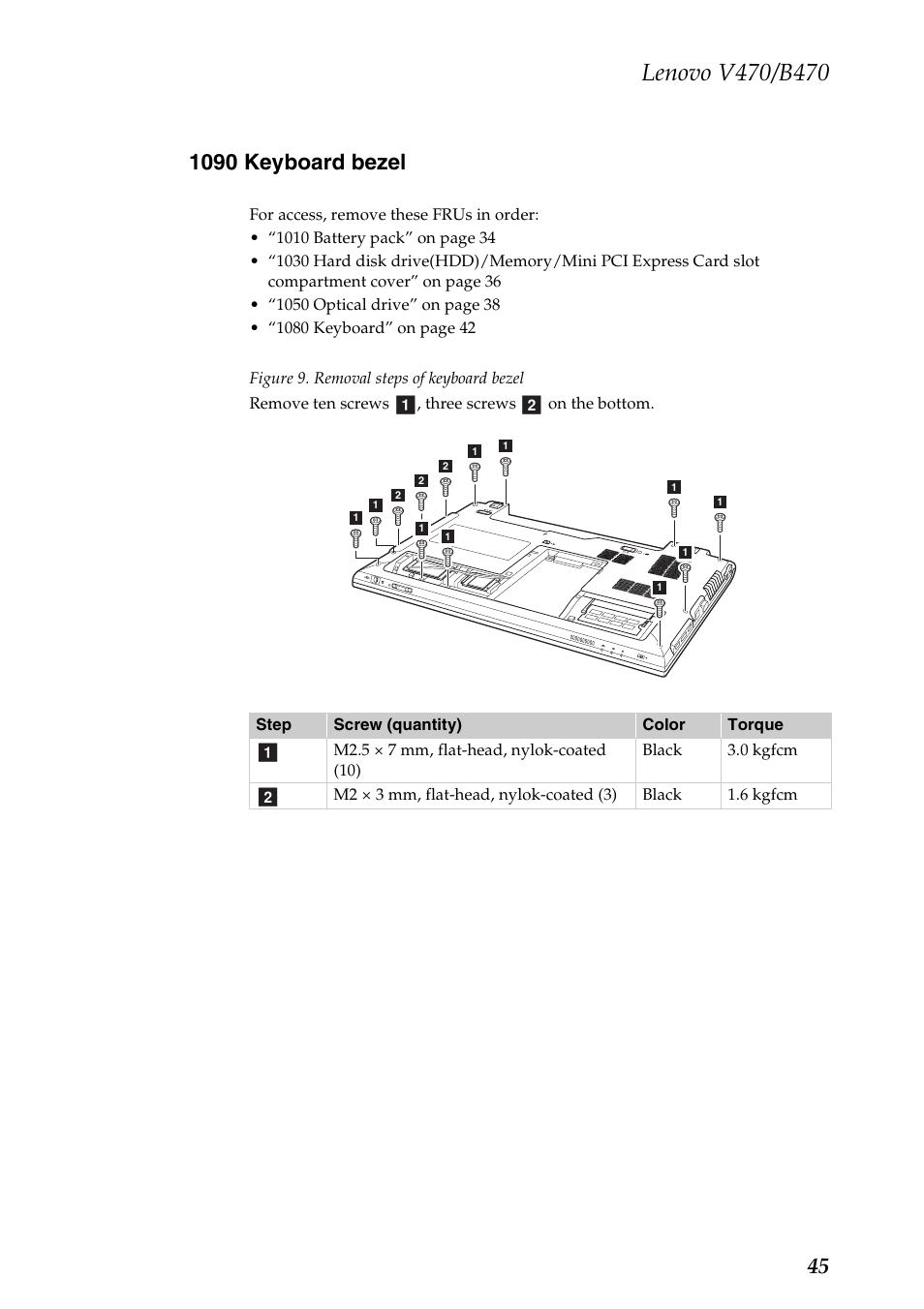 1090 keyboard bezel | Lenovo V470 Notebook User Manual | Page 49 / 91