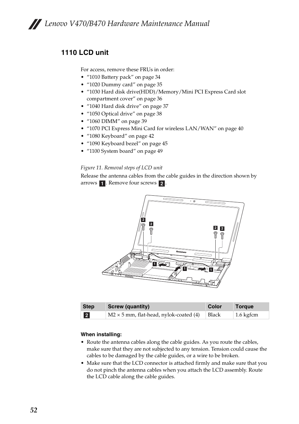 1110 lcd unit | Lenovo V470 Notebook User Manual | Page 56 / 91