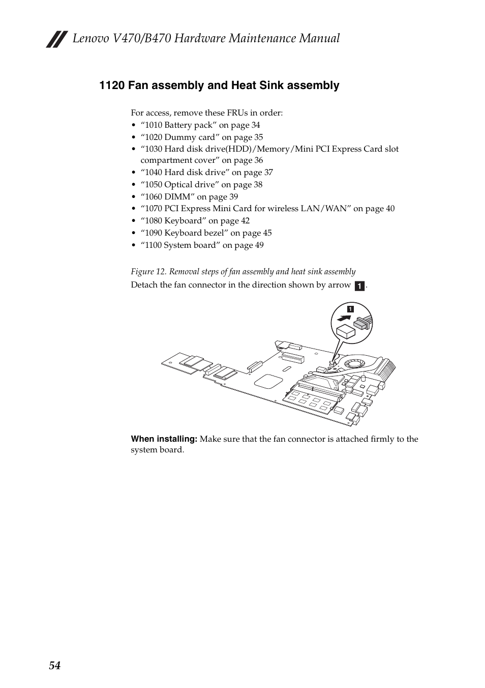 1120 fan assembly and heat sink assembly | Lenovo V470 Notebook User Manual | Page 58 / 91