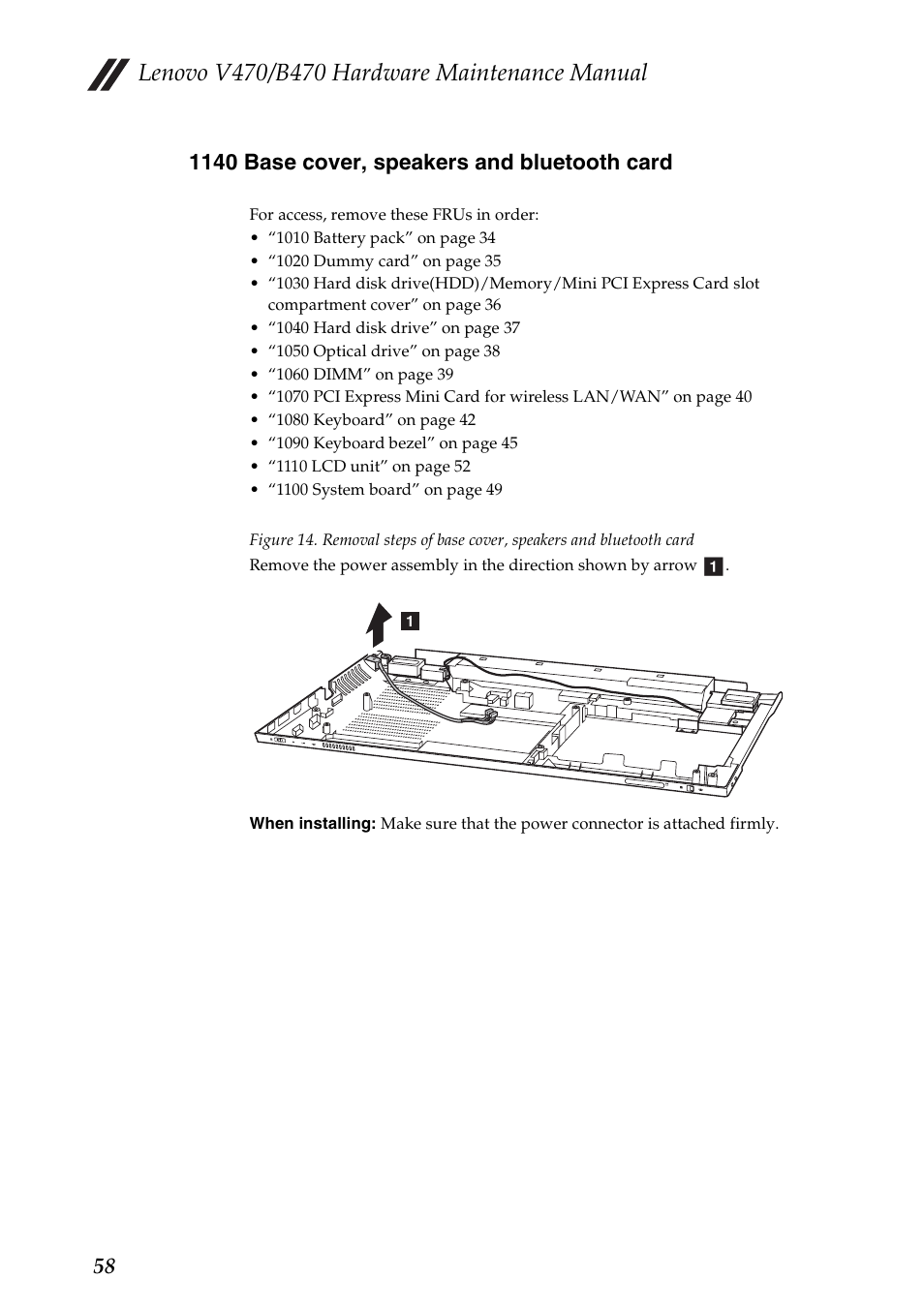 1140 base cover, speakers and bluetooth card | Lenovo V470 Notebook User Manual | Page 62 / 91