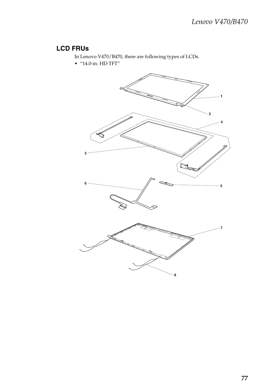 Lcd frus, 77 lcd frus | Lenovo V470 Notebook User Manual | Page 81 / 91