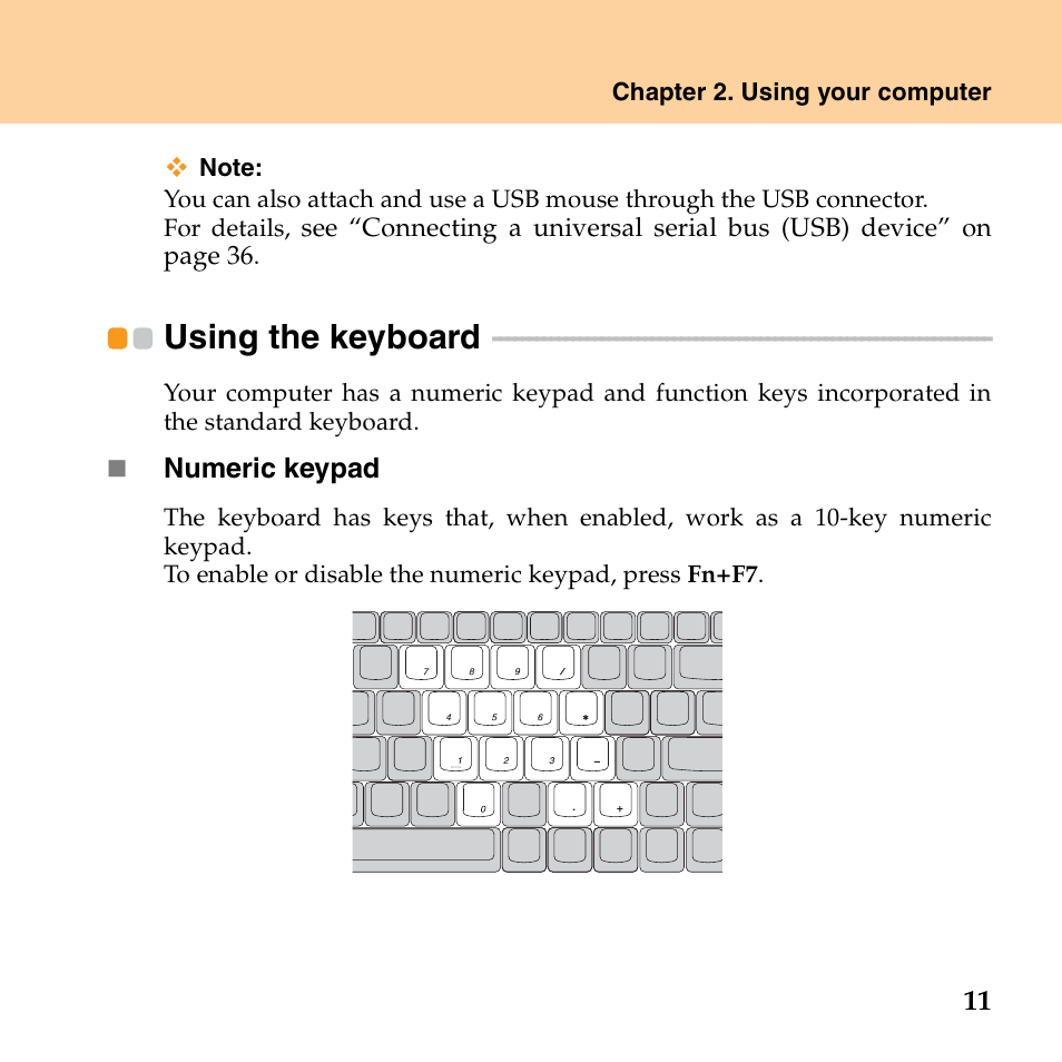 Using the keyboard | Lenovo IdeaPad S10 FR User Manual | Page 19 / 154