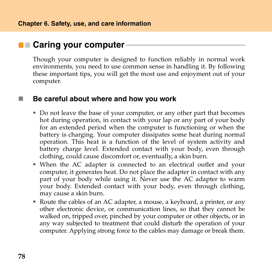 Caring your computer | Lenovo IdeaPad S10 FR User Manual | Page 86 / 154