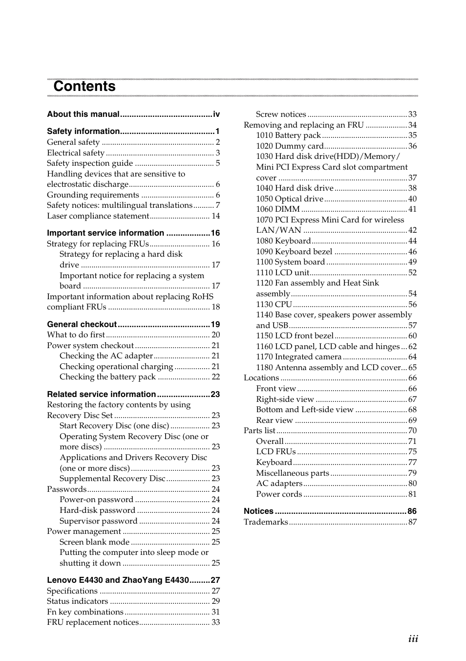 Lenovo E4430 User Manual | Page 3 / 91