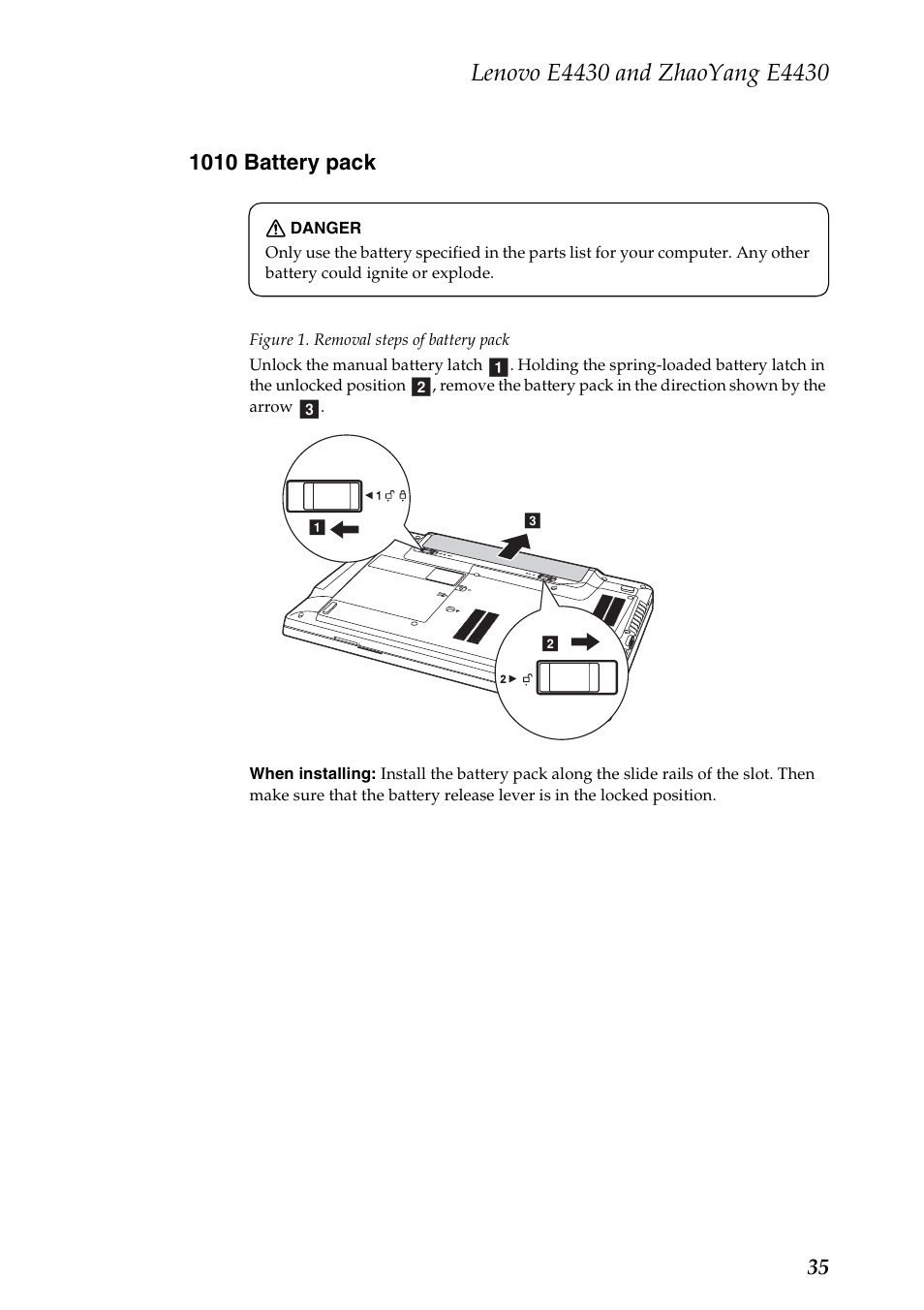 1010 battery pack | Lenovo E4430 User Manual | Page 39 / 91