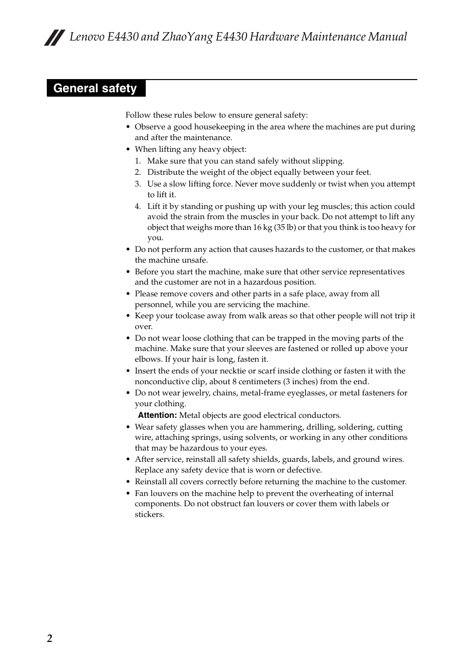 General safety | Lenovo E4430 User Manual | Page 6 / 91