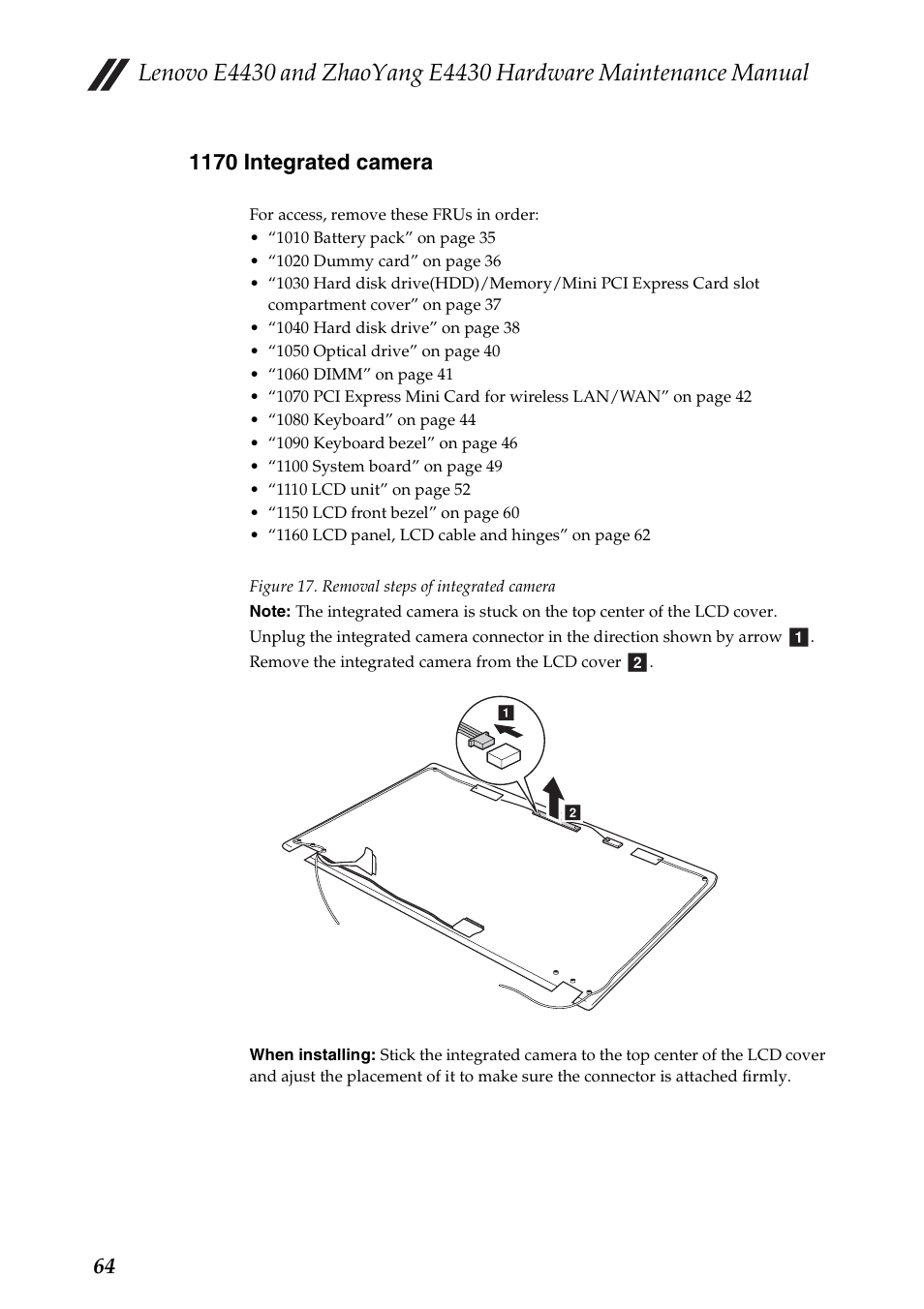 1170 integrated camera | Lenovo E4430 User Manual | Page 68 / 91