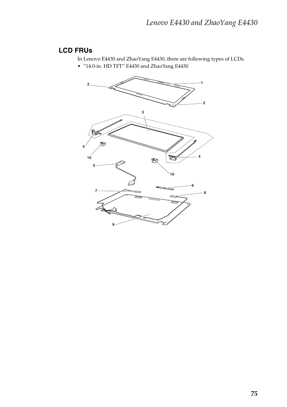 Lcd frus, 75 lcd frus | Lenovo E4430 User Manual | Page 79 / 91