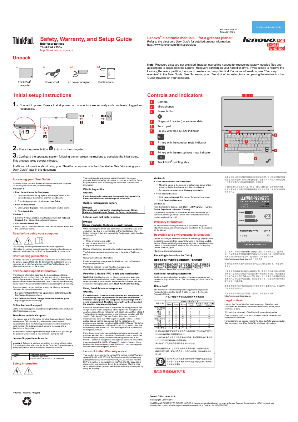 Lenovo ThinkPad X230s User Manual | 1 page