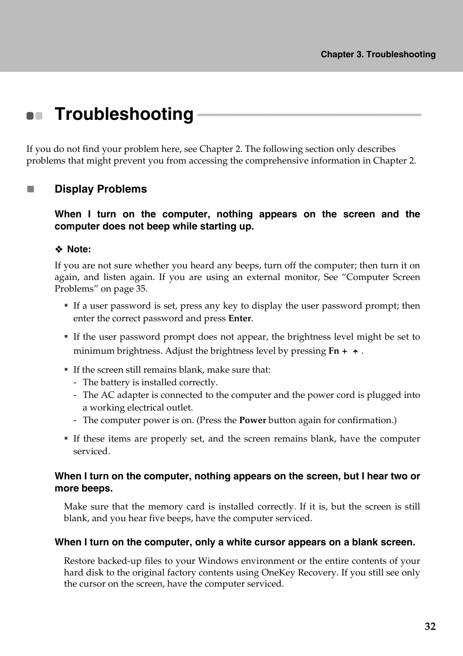 Troubleshooting | Lenovo IdeaPad Y510 User Manual | Page 37 / 77