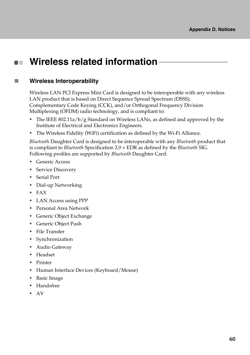Wireless related information | Lenovo IdeaPad Y510 User Manual | Page 65 / 77