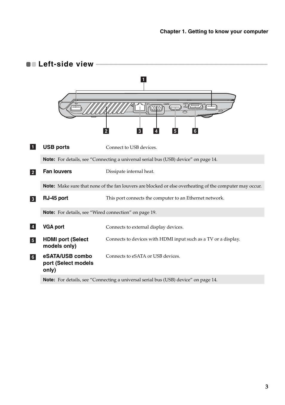 Left-side view | Lenovo V560 Notebook User Manual | Page 7 / 60