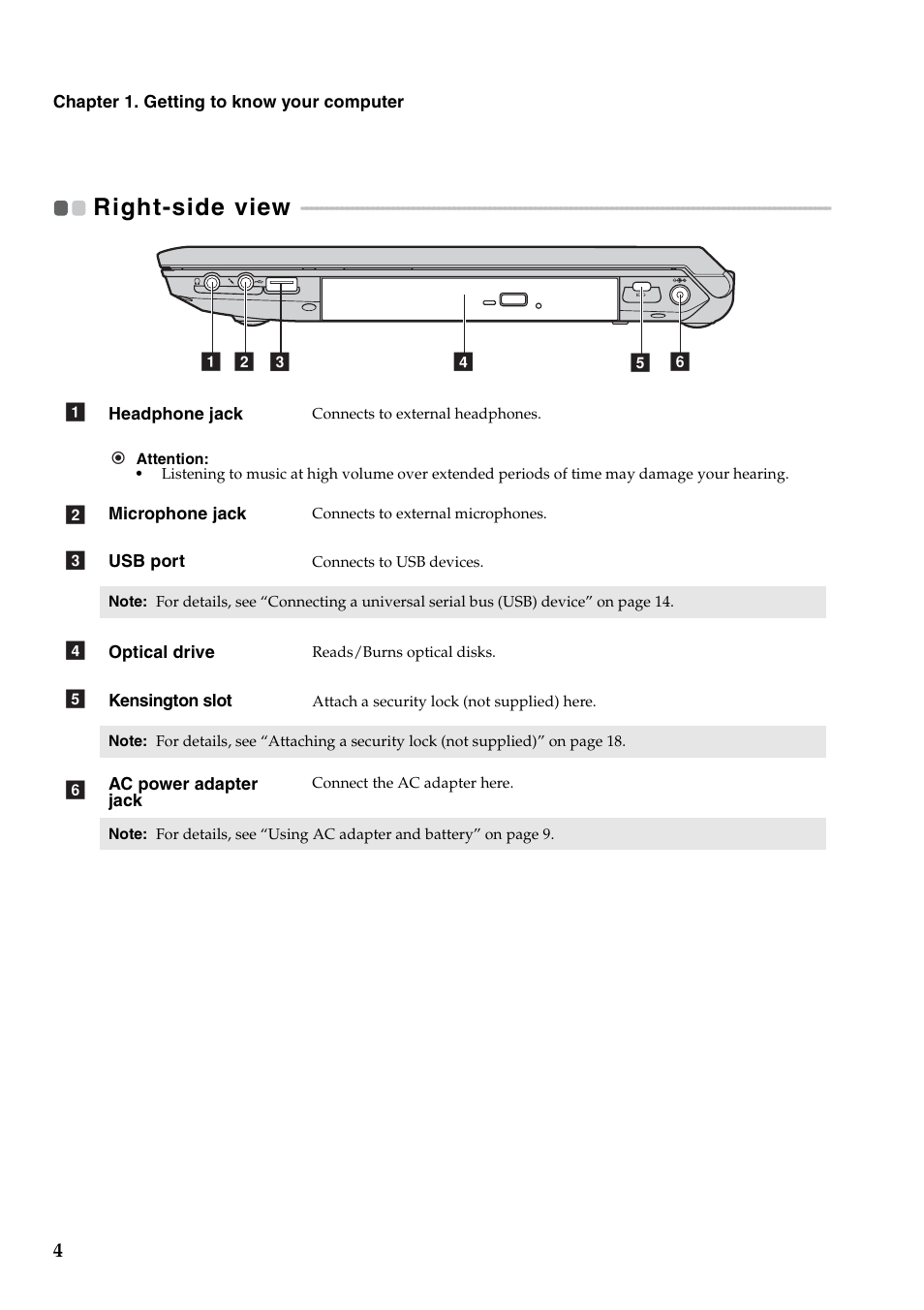 Right-side view | Lenovo V560 Notebook User Manual | Page 8 / 60