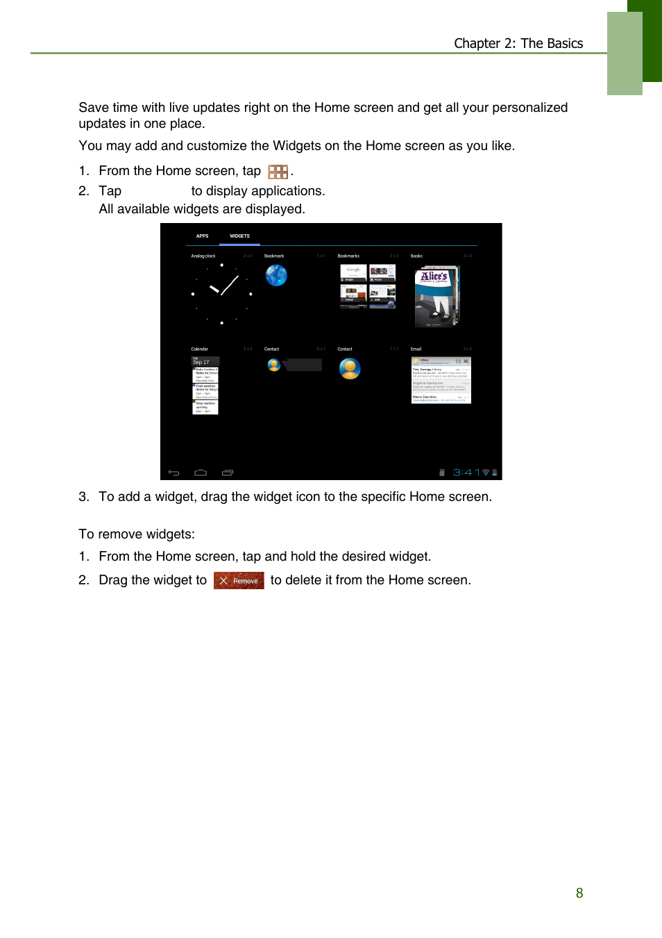 Using widgets | Lenovo S2109 Tablet User Manual | Page 11 / 56