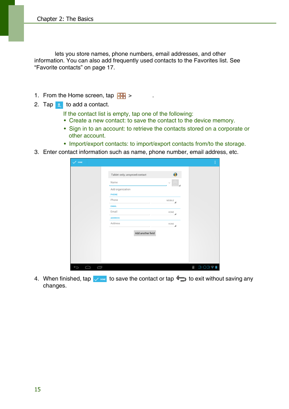 4 people, Adding contacts | Lenovo S2109 Tablet User Manual | Page 18 / 56