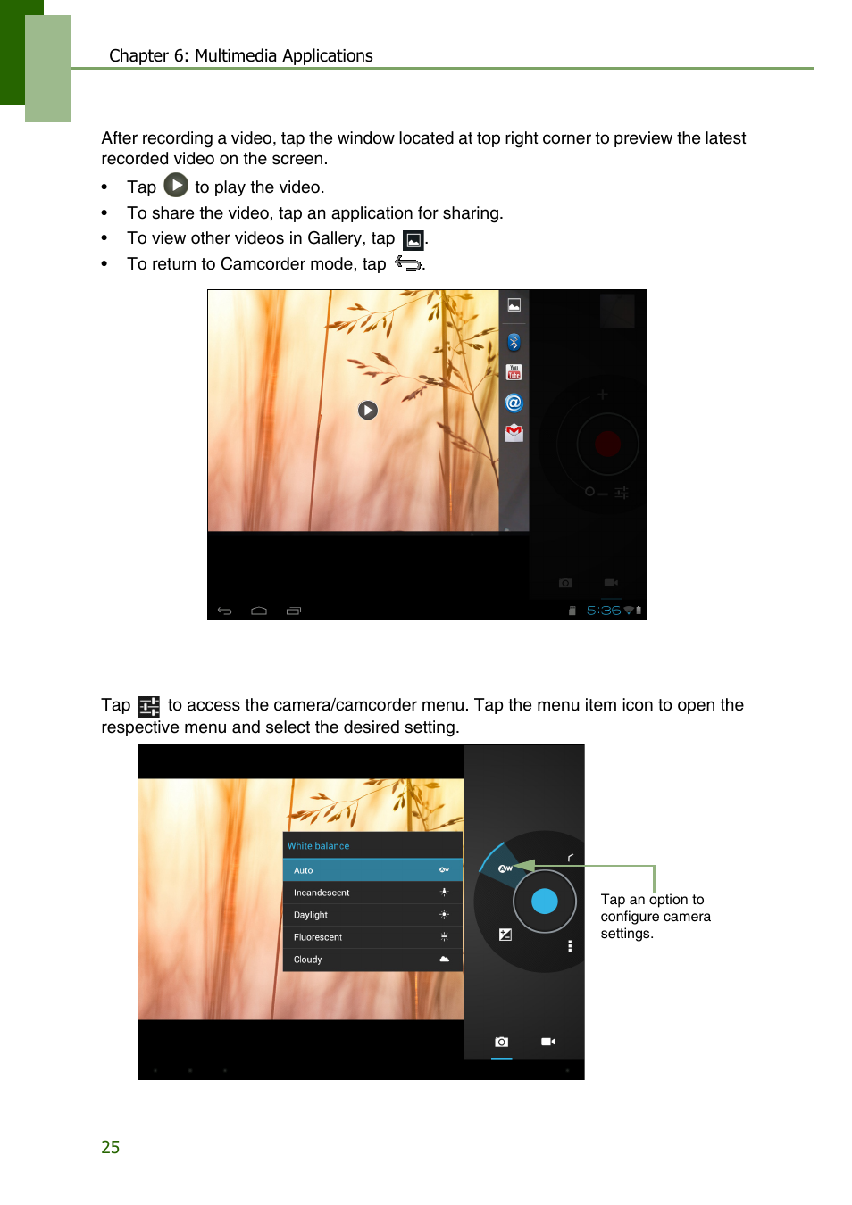 Reviewing a video, Configuring camera settings, Reviewing a video configuring camera settings | Lenovo S2109 Tablet User Manual | Page 28 / 56