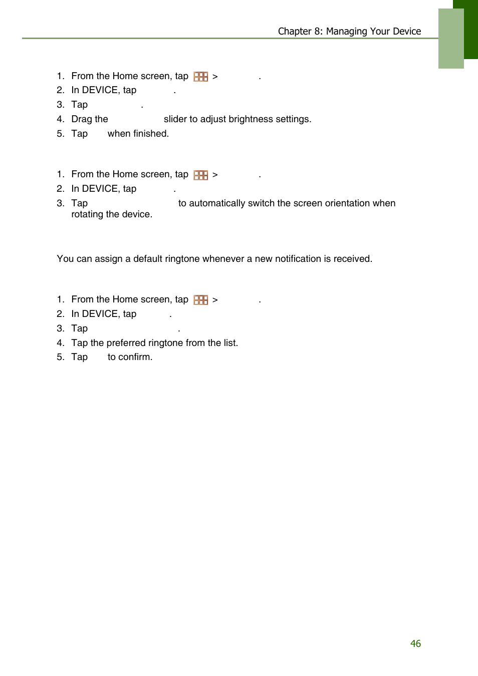 Ringtone settings | Lenovo S2109 Tablet User Manual | Page 49 / 56