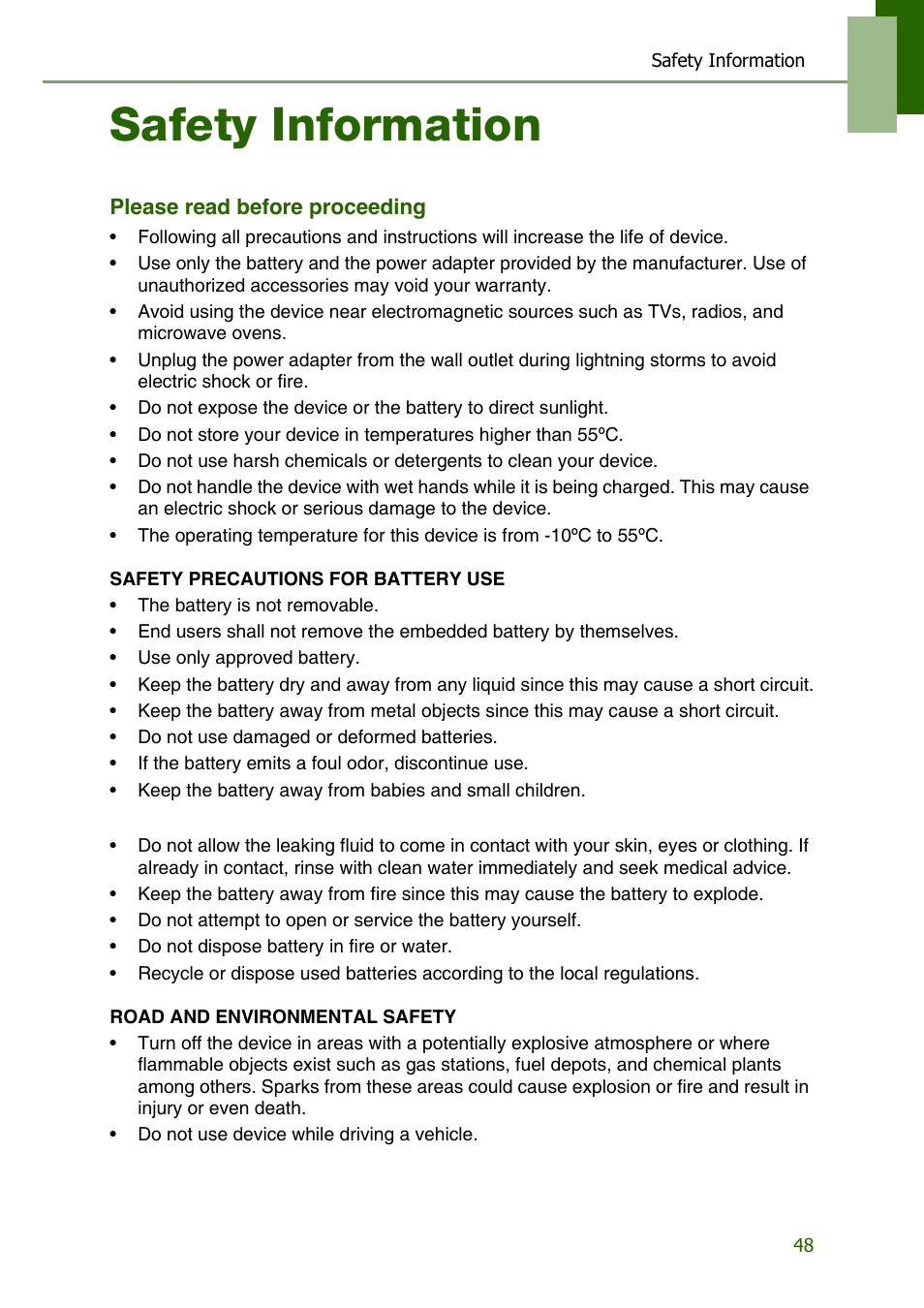 Safety information | Lenovo S2109 Tablet User Manual | Page 51 / 56