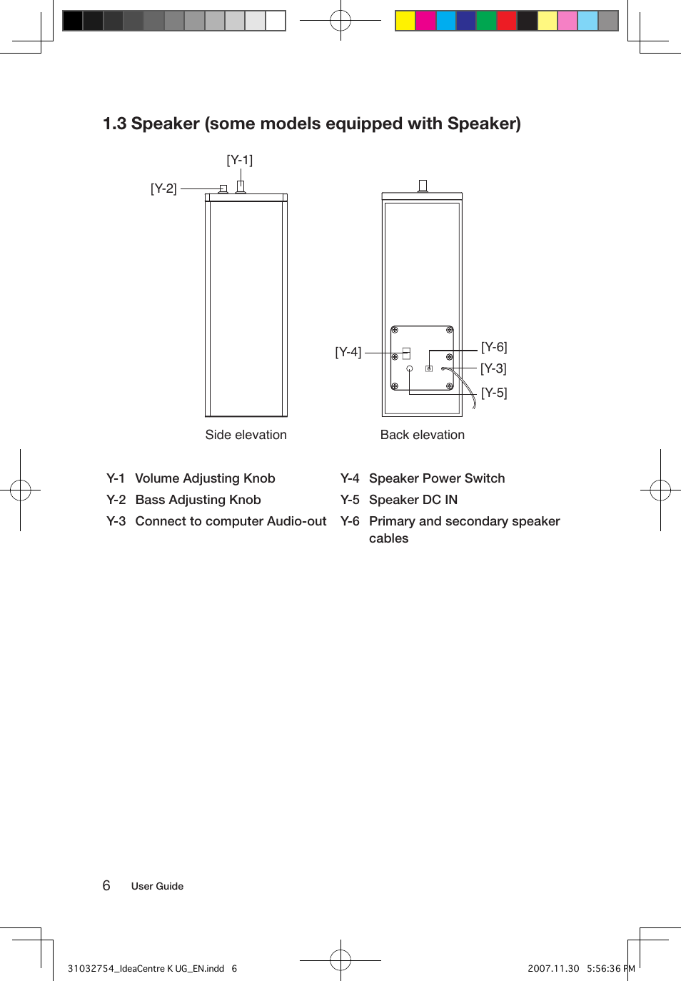 3 speaker (some models equipped with speaker) | Lenovo IdeaCentre K200 User Manual | Page 11 / 39