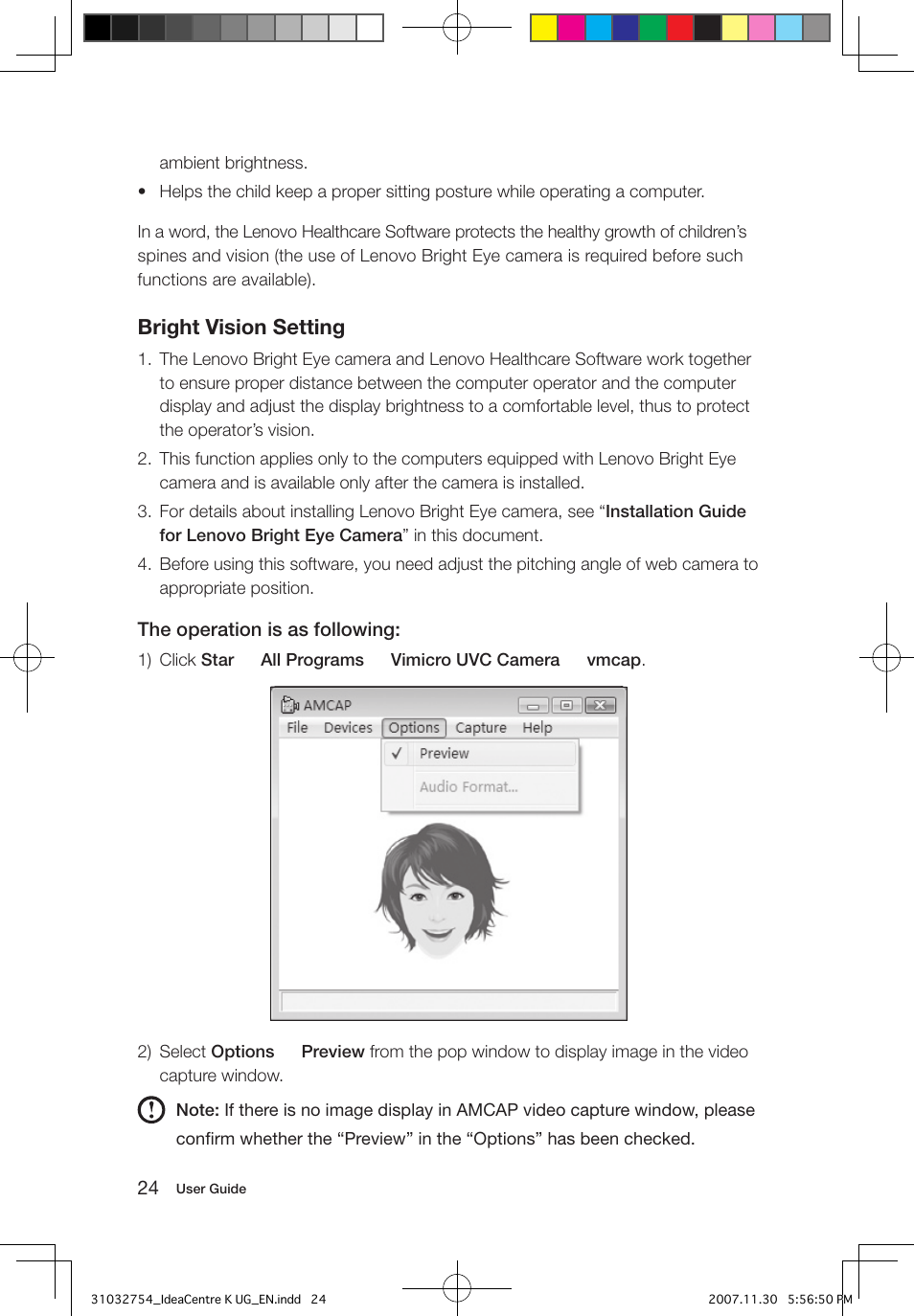 Bright vision setting | Lenovo IdeaCentre K200 User Manual | Page 29 / 39