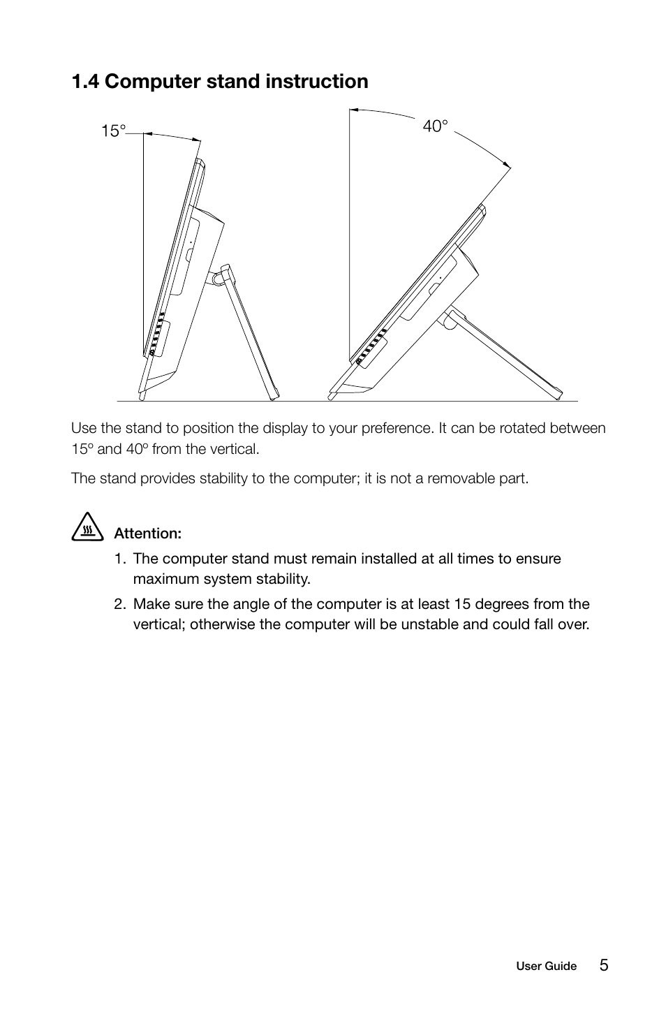 4 computer stand instruction, C.c computer stand instruction | Lenovo IdeaCentre B520e User Manual | Page 10 / 49