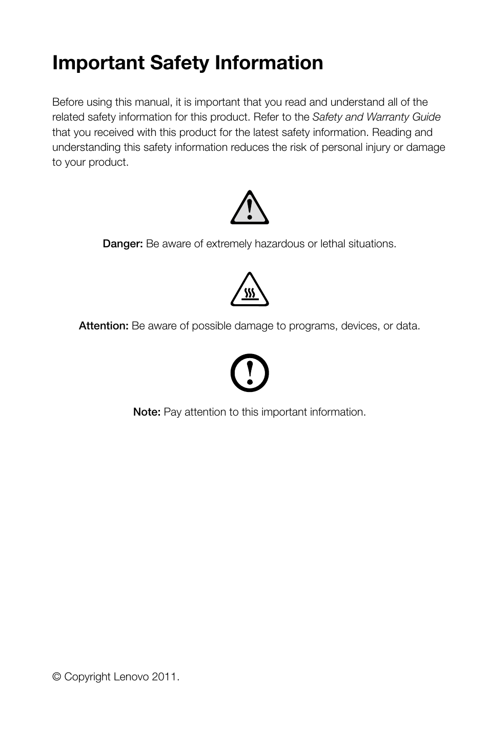 Important safety information | Lenovo IdeaCentre B520e User Manual | Page 2 / 49