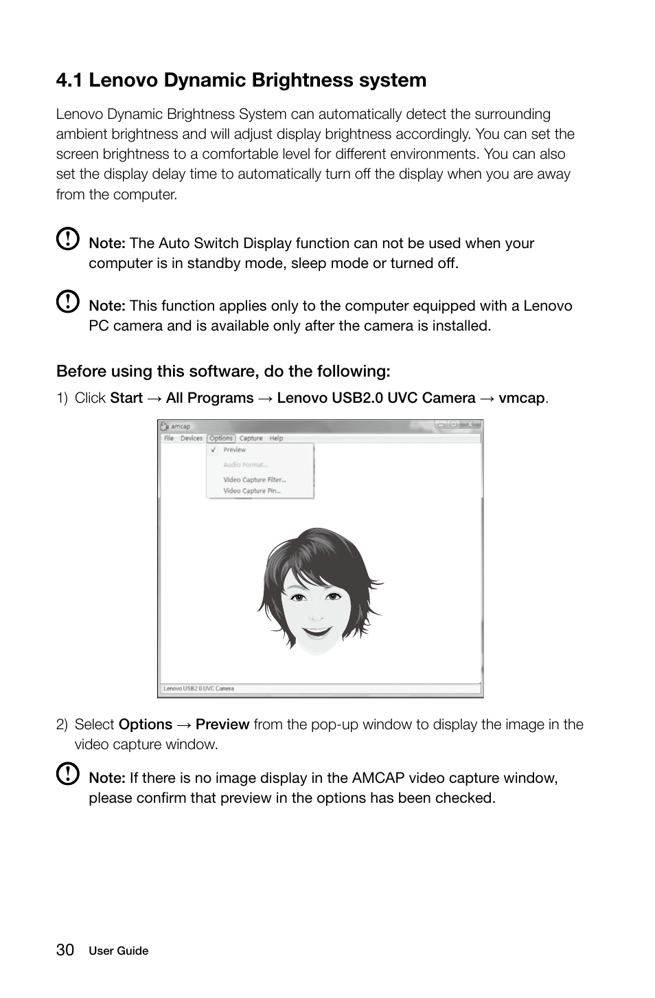 1 lenovo dynamic brightness system, C.c lenovo dynamic brightness system | Lenovo IdeaCentre B520e User Manual | Page 35 / 49