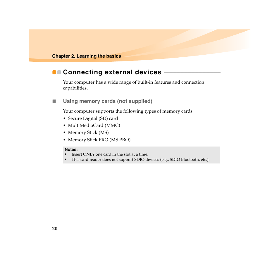Connecting external devices | Lenovo IdeaPad U450 User Manual | Page 34 / 142