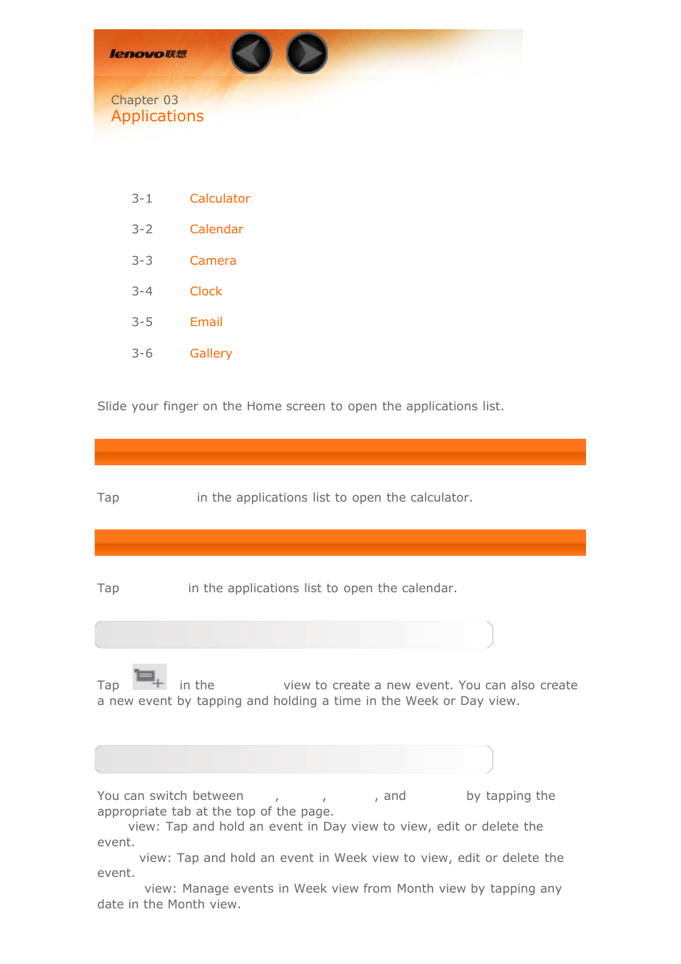 Chapter03, Applications | Lenovo Yoga Tablet 10 B8000 User Manual | Page 13 / 27