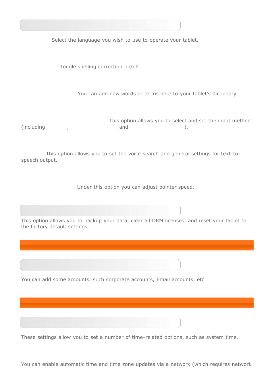 Accounts, System | Lenovo Yoga Tablet 10 B8000 User Manual | Page 24 / 27