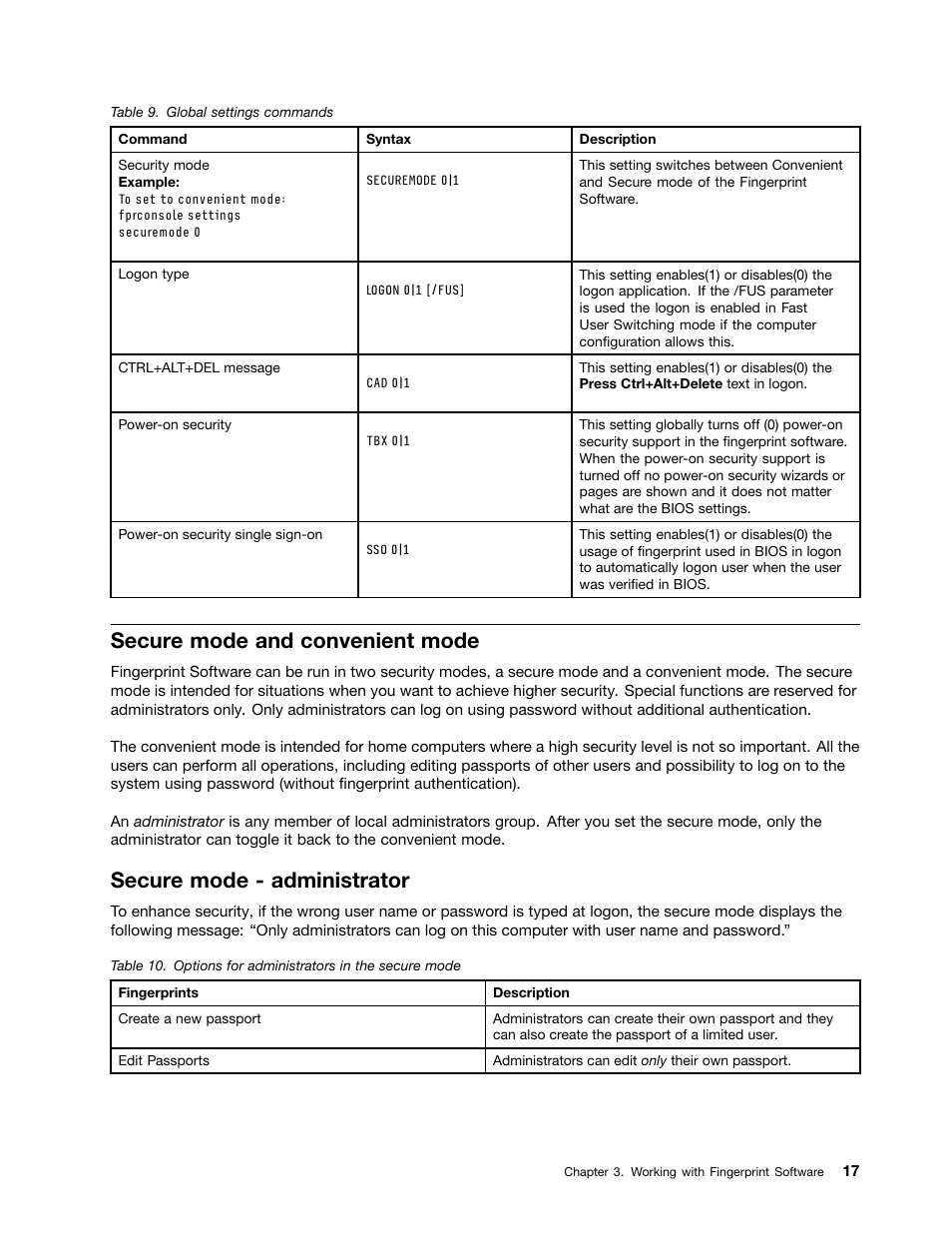 Secure mode and convenient mode, Secure mode - administrator | Lenovo ThinkCentre A51 User Manual | Page 25 / 44