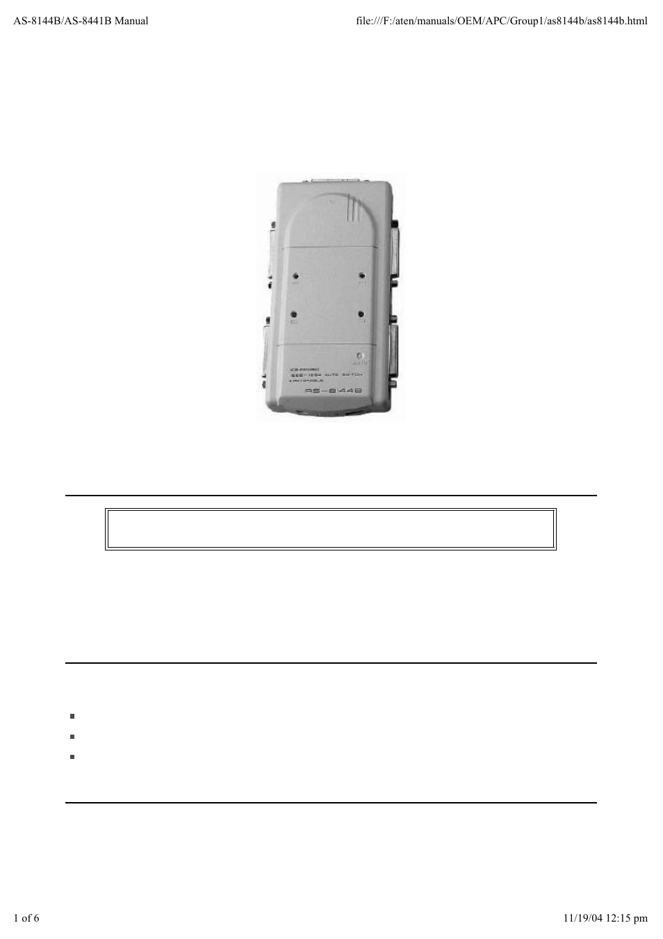 ATEN AS-8441B User Manual | 6 pages