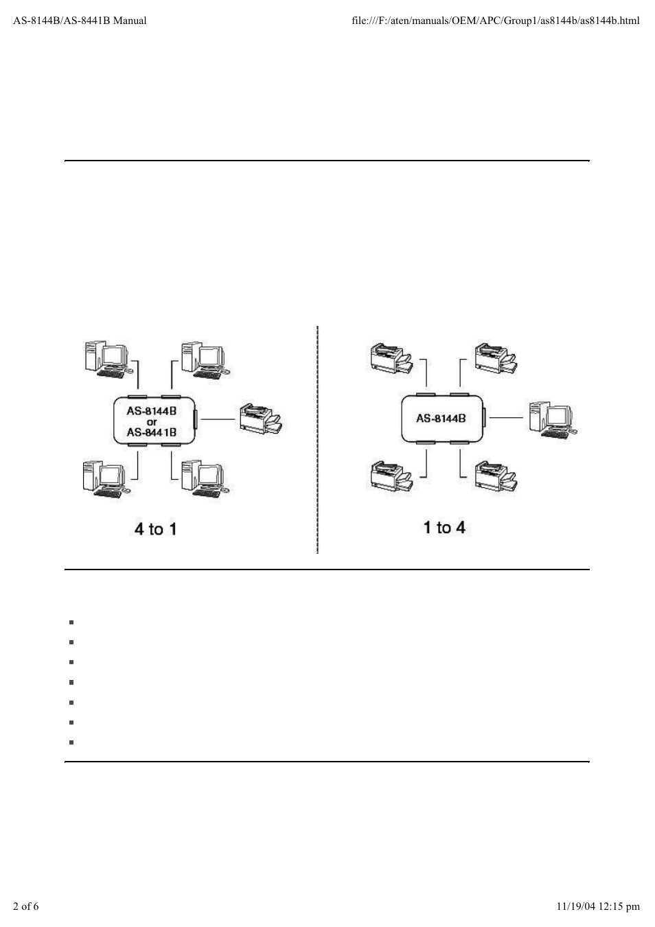 Overview, Features, Installation | ATEN AS-8441B User Manual | Page 2 / 6