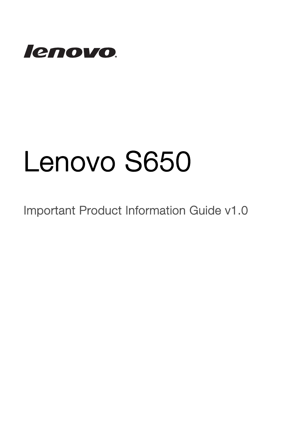 Lenovo S650 Smartphone User Manual | 20 pages