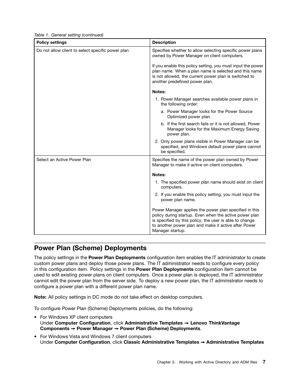 Power plan (scheme) deployments | Lenovo ThinkCentre M71e User Manual | Page 13 / 44