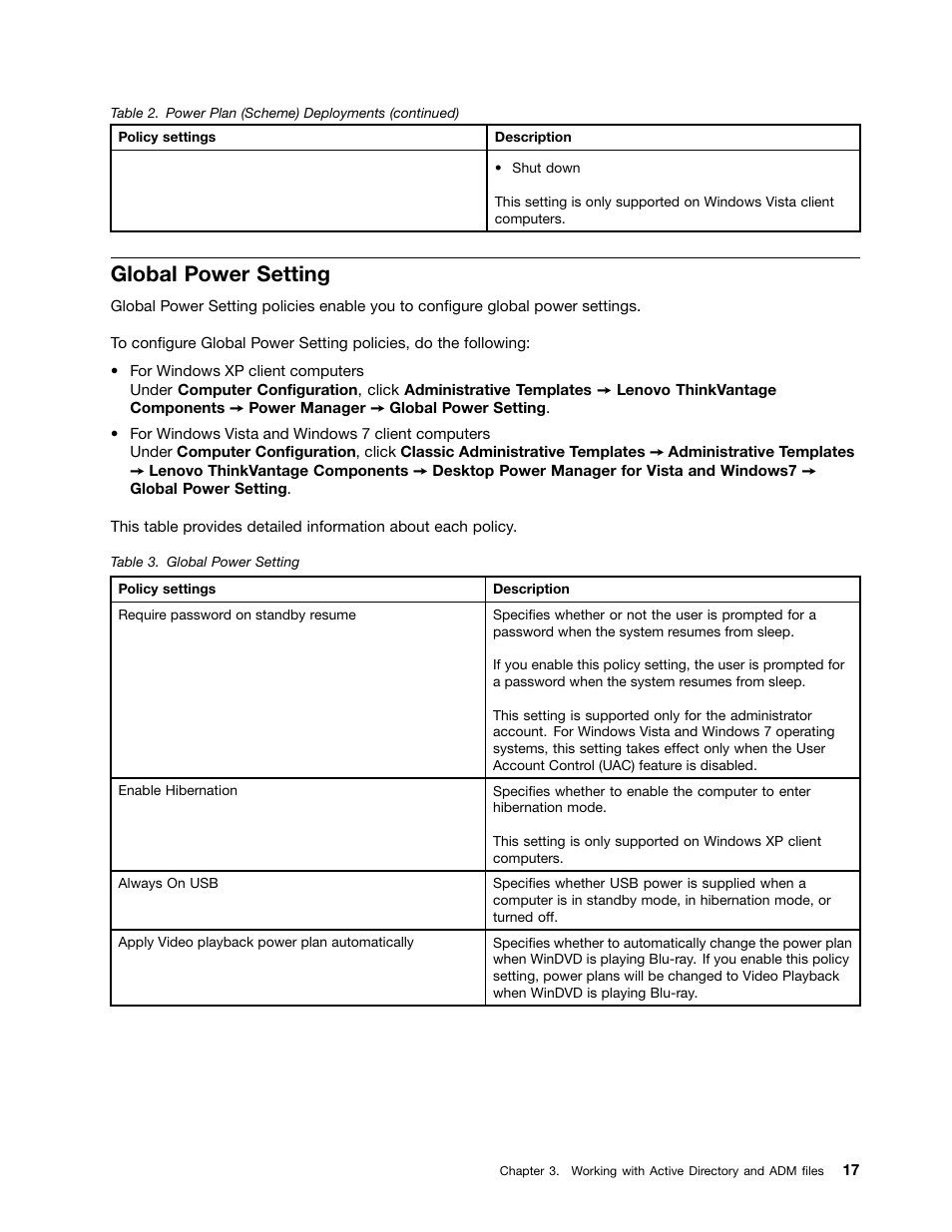 Global power setting | Lenovo ThinkCentre M71e User Manual | Page 23 / 44