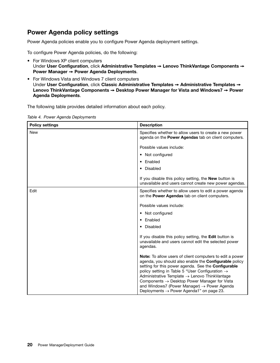 Power agenda policy settings | Lenovo ThinkCentre M71e User Manual | Page 26 / 44