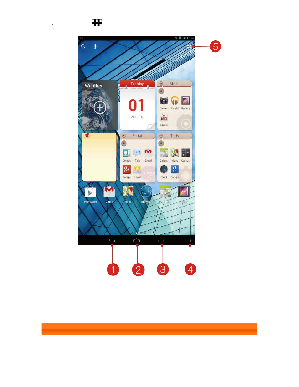 Home screen | Lenovo A1000L Tablet User Manual | Page 6 / 25