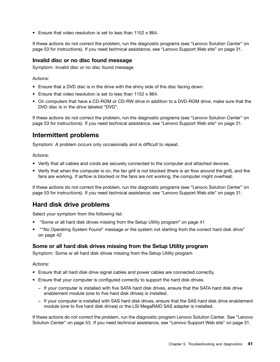 Intermittent problems, Hard disk drive problems | Lenovo 62 Desktop User Manual | Page 45 / 110