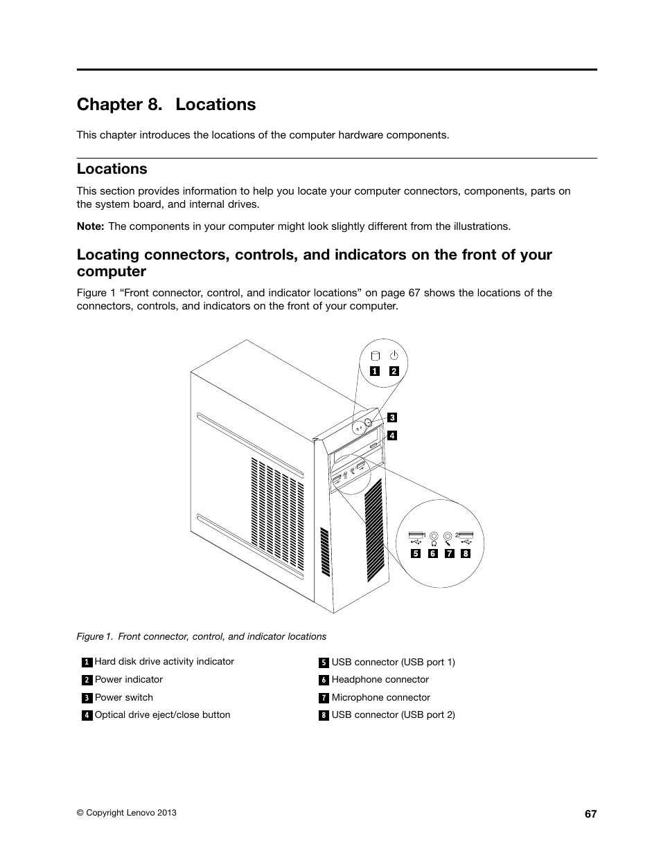 Chapter 8. locations, Locations | Lenovo 62 Desktop User Manual | Page 71 / 110
