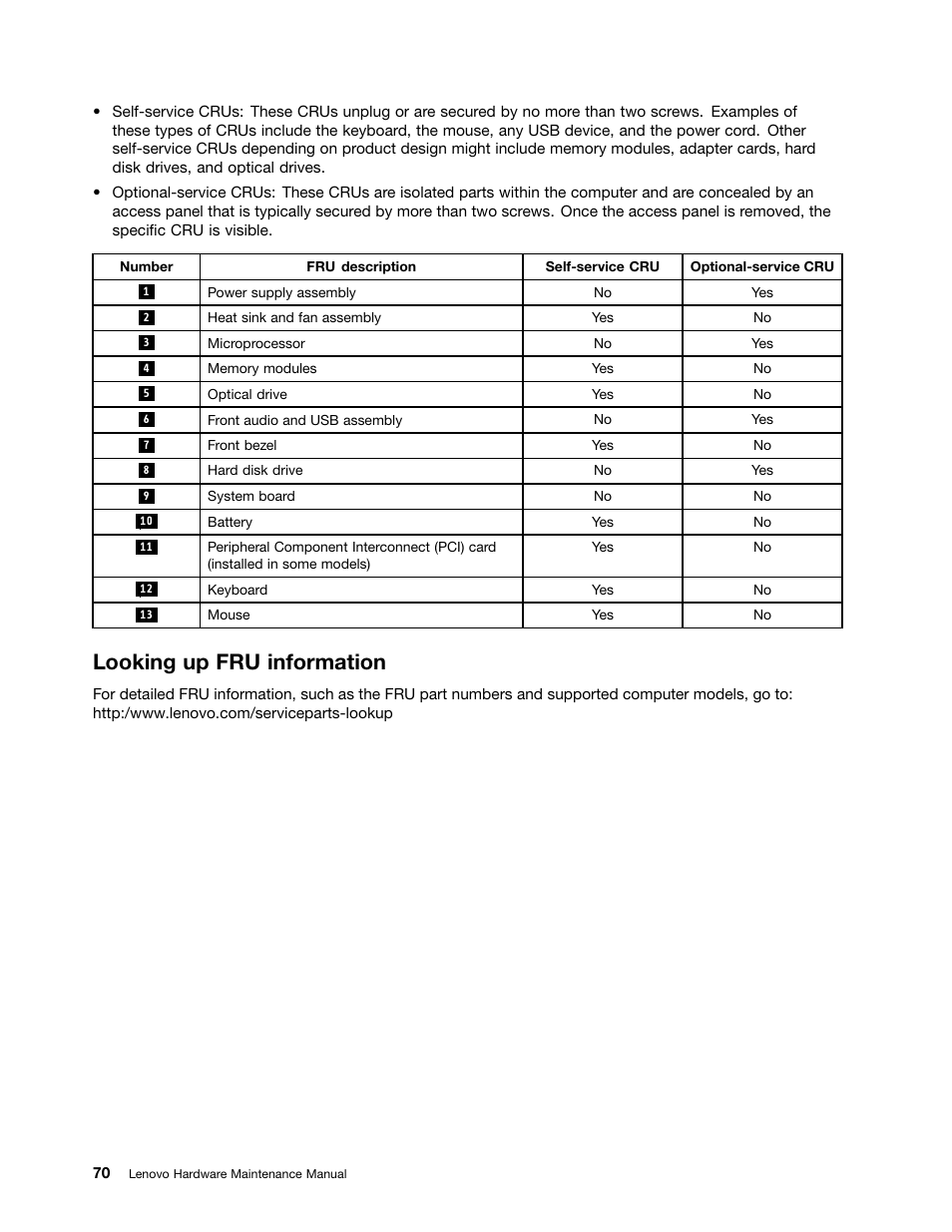 Looking up fru information | Lenovo 62 Desktop User Manual | Page 74 / 110