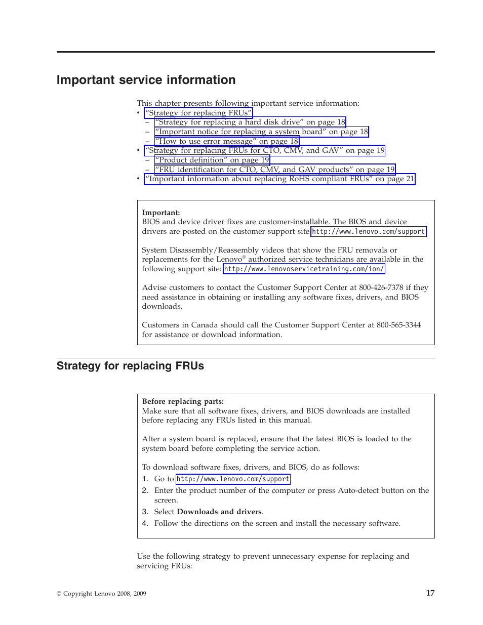 Important service information, Strategy for replacing frus, Important | Service, Information, Strategy, Replacing, Frus | Lenovo IdeaPad S9e -FR User Manual | Page 25 / 142