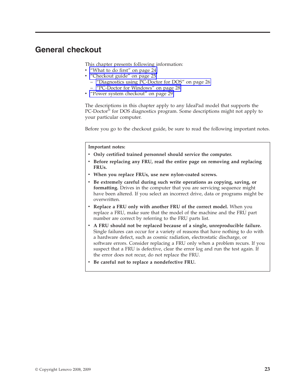 General checkout, General, Checkout | Lenovo IdeaPad S9e -FR User Manual | Page 31 / 142